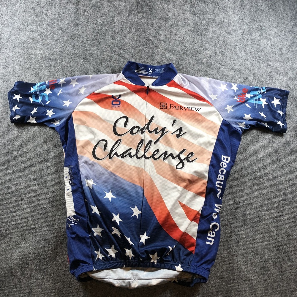 Cody's Challenge Cycling Jersey Mens Medium USA Stars Stripes Fairview Vomax Bik